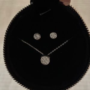 Silver Stud Earrings & Necklace Set